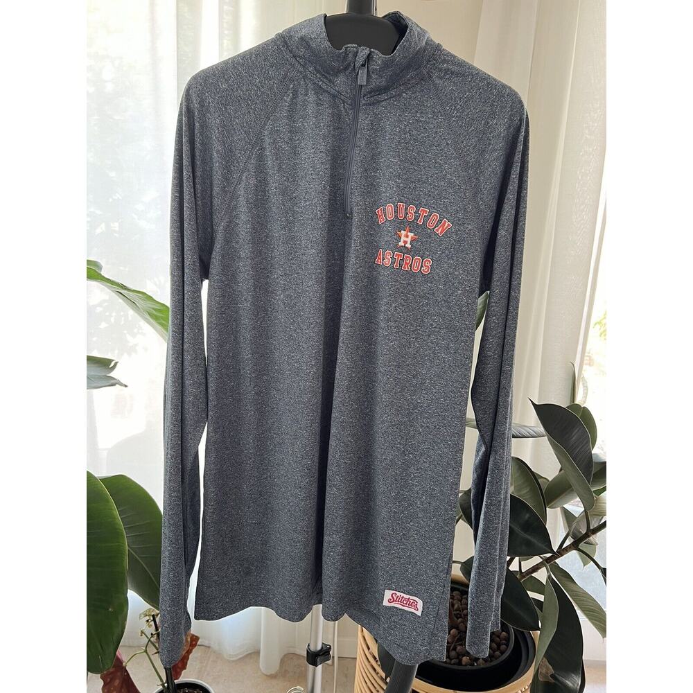 Stitches HOUSTON ASTROS 1/4 Zip Fleece Baseball Pullover Shirt Sweater Small